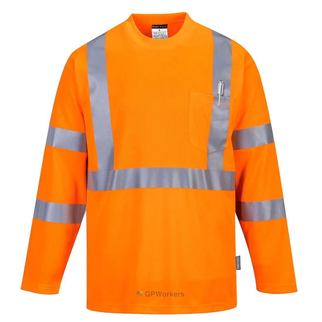 T-SHIRT HI-VIS MANCHES LONGUES AVEC POCHE PORTWEST
