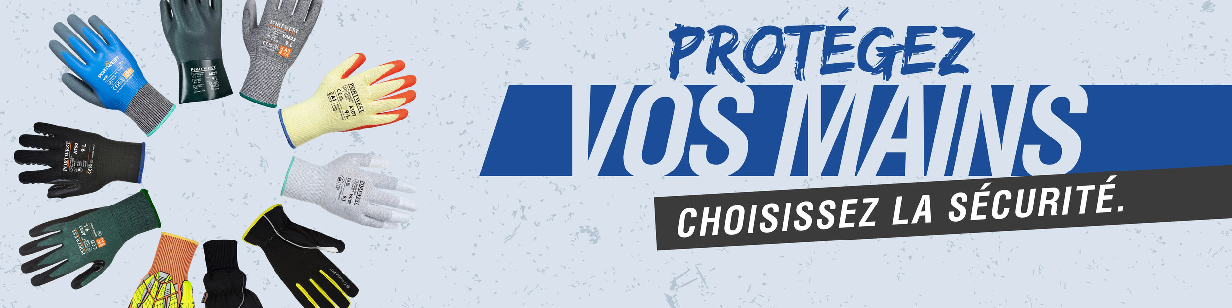 banniere commercial avec les gants de safeworkers epi